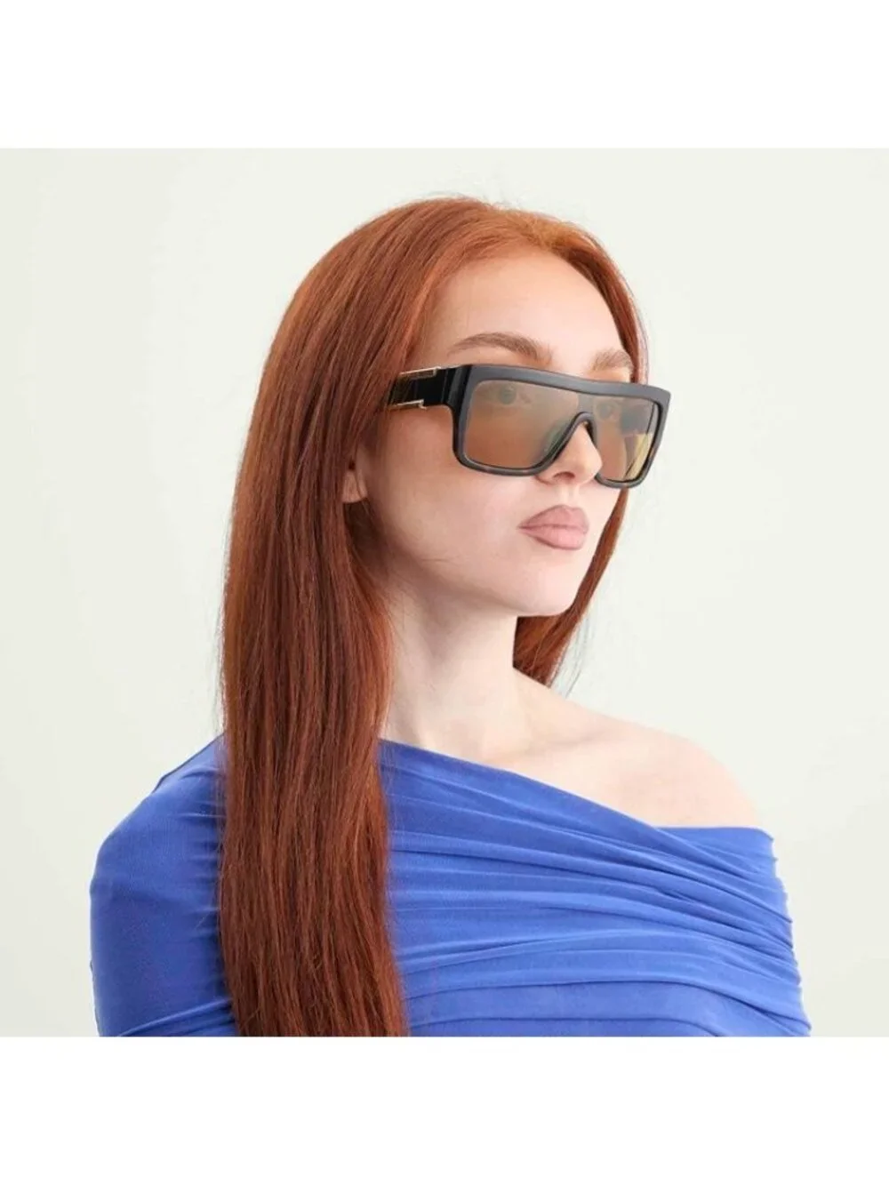 Bottega Veneta BV1451S 002 Sunglasses Dark Havana Shield Frame, Yellow Lenses